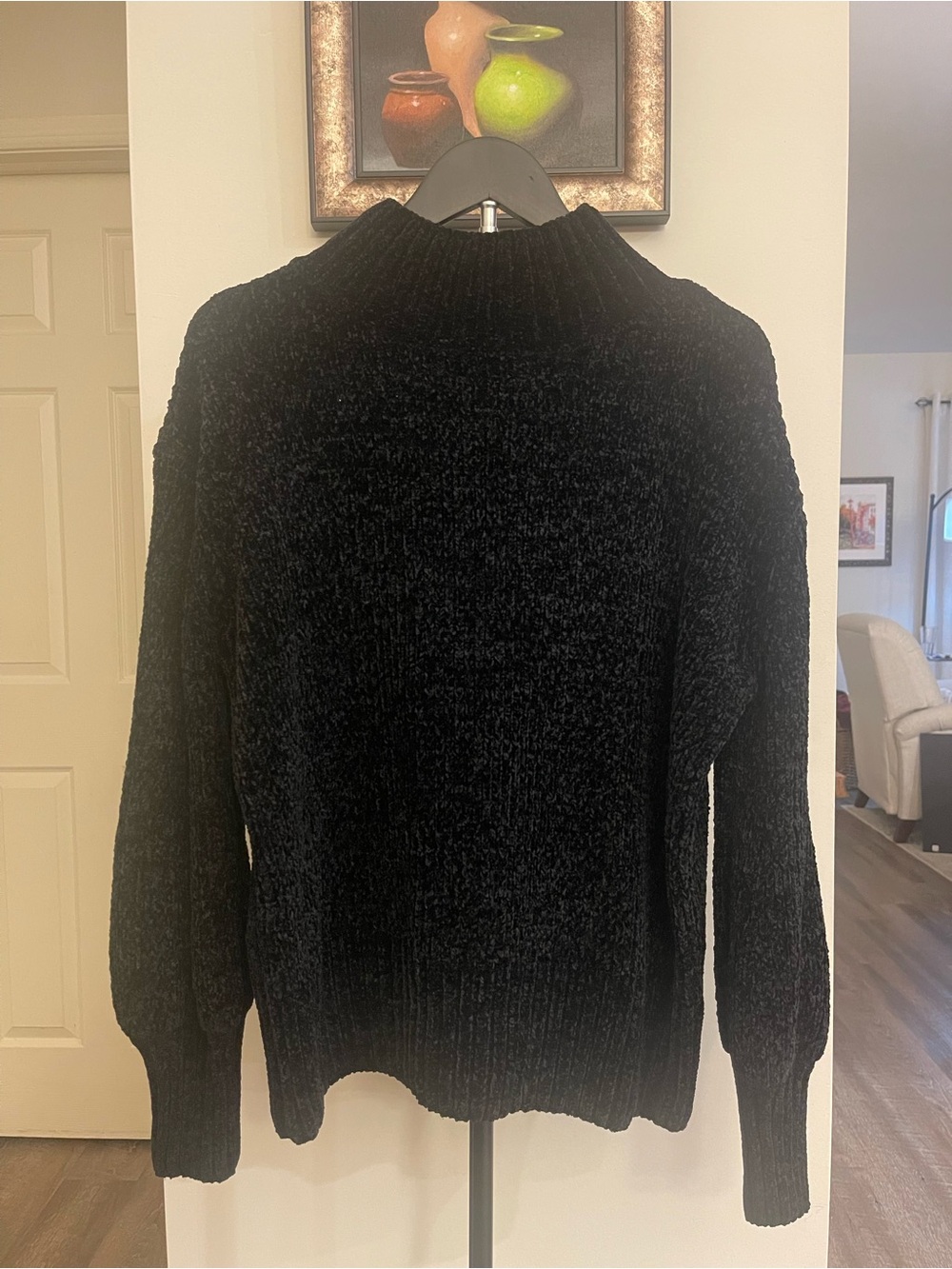 Vintage Cynthia Rowley Black Chenille Turtleneck Sweater